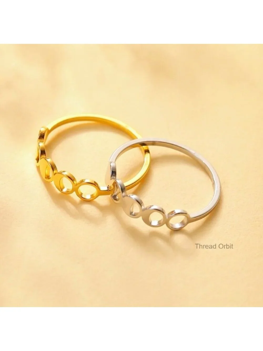Minimalist Crescent Moon Phase Ring Stainless Steel Hollow Out Band Gift